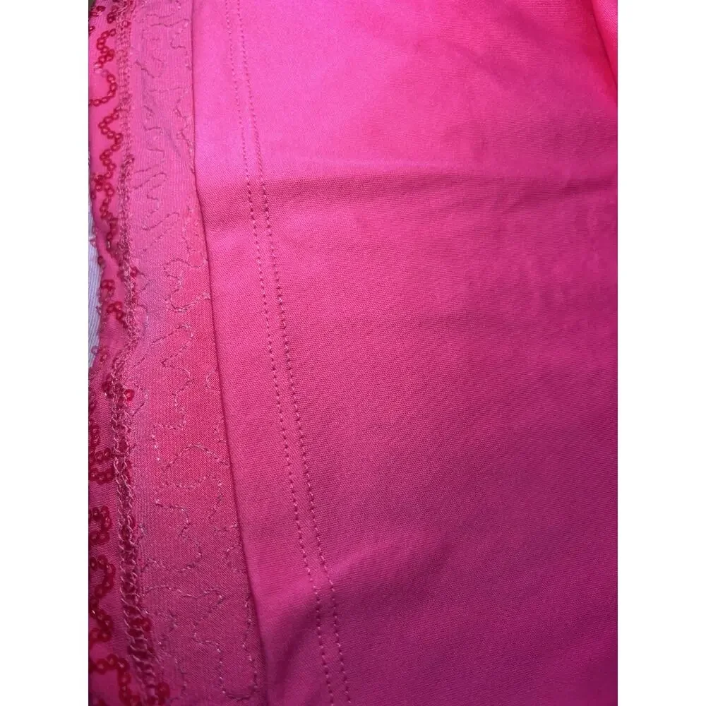 Isaac Mizrahi Live! Sequin Short Sleeve Hot Pink NWOT SZ L Holiday Resort Cruise - Picture 4 of 6